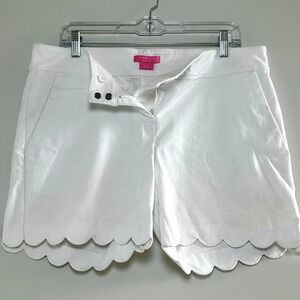 Isaac Mizrahi White Scalloped Hem Shorts Pockets‎ Casual Summer Size 12